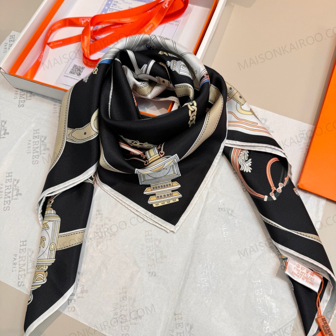 Hermes Stately Wheels 90 Silk Twill Scarf - KAIROO