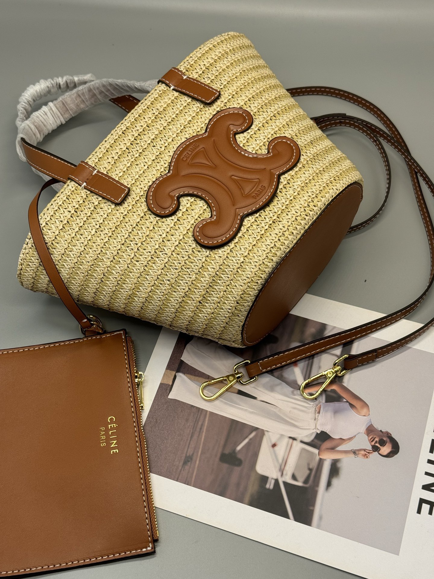 Celine Teen Triomphe Basket Woven Bag