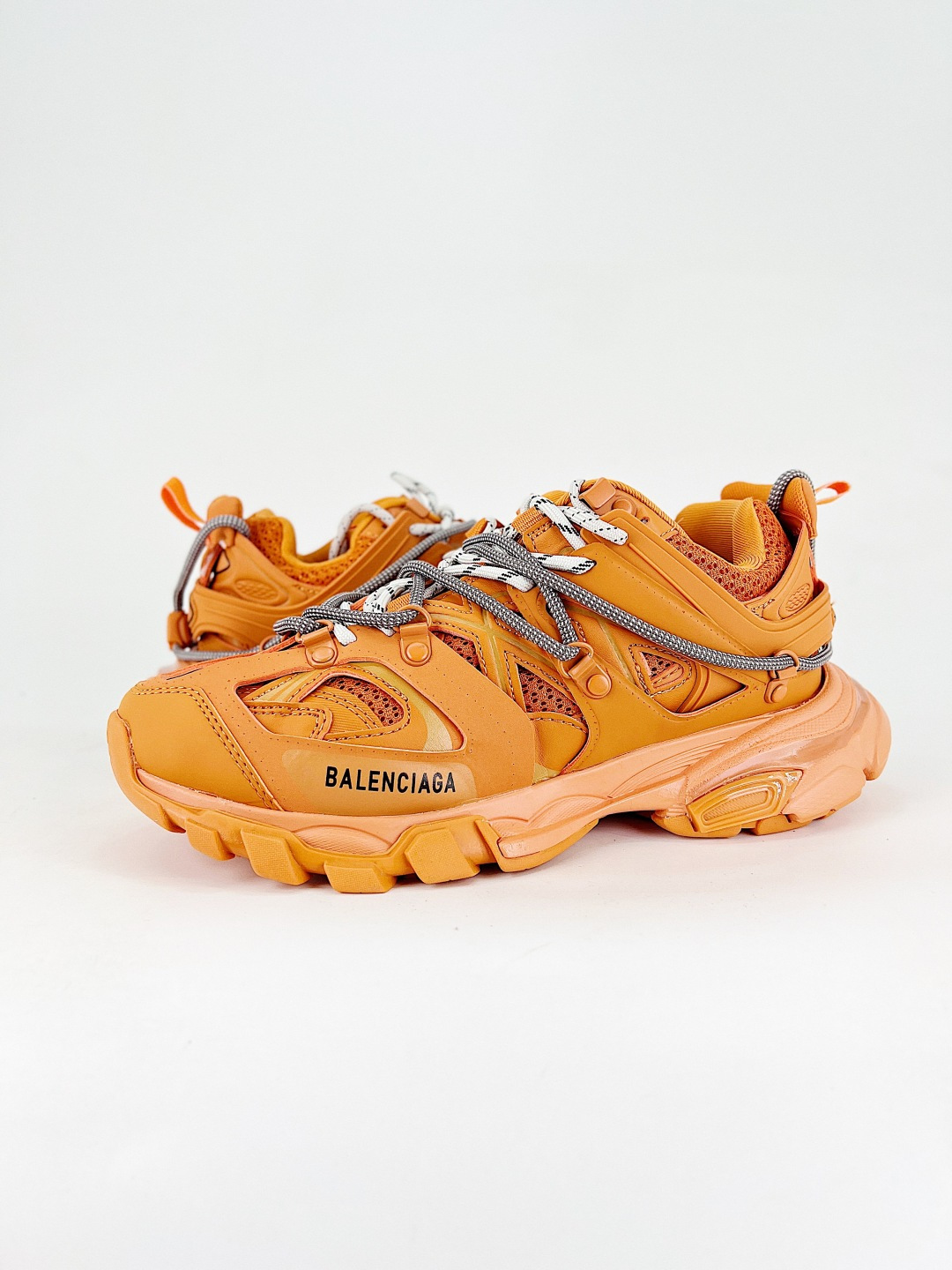 Balenciaga Track Orange Mixed Material Articulated Panel Lace Up Chunky Sneaker - KAIROO