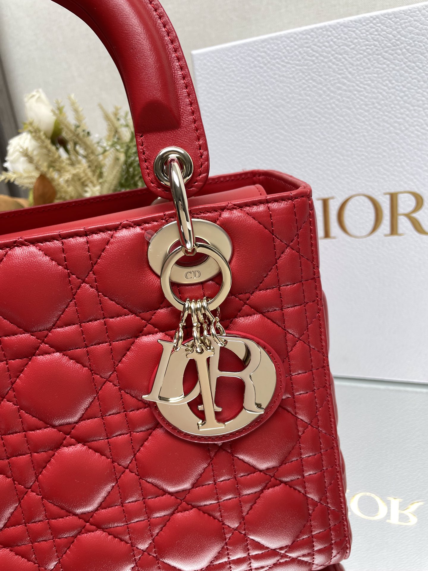 Medium Lady Dior Bag in Red Cannage Lambskin