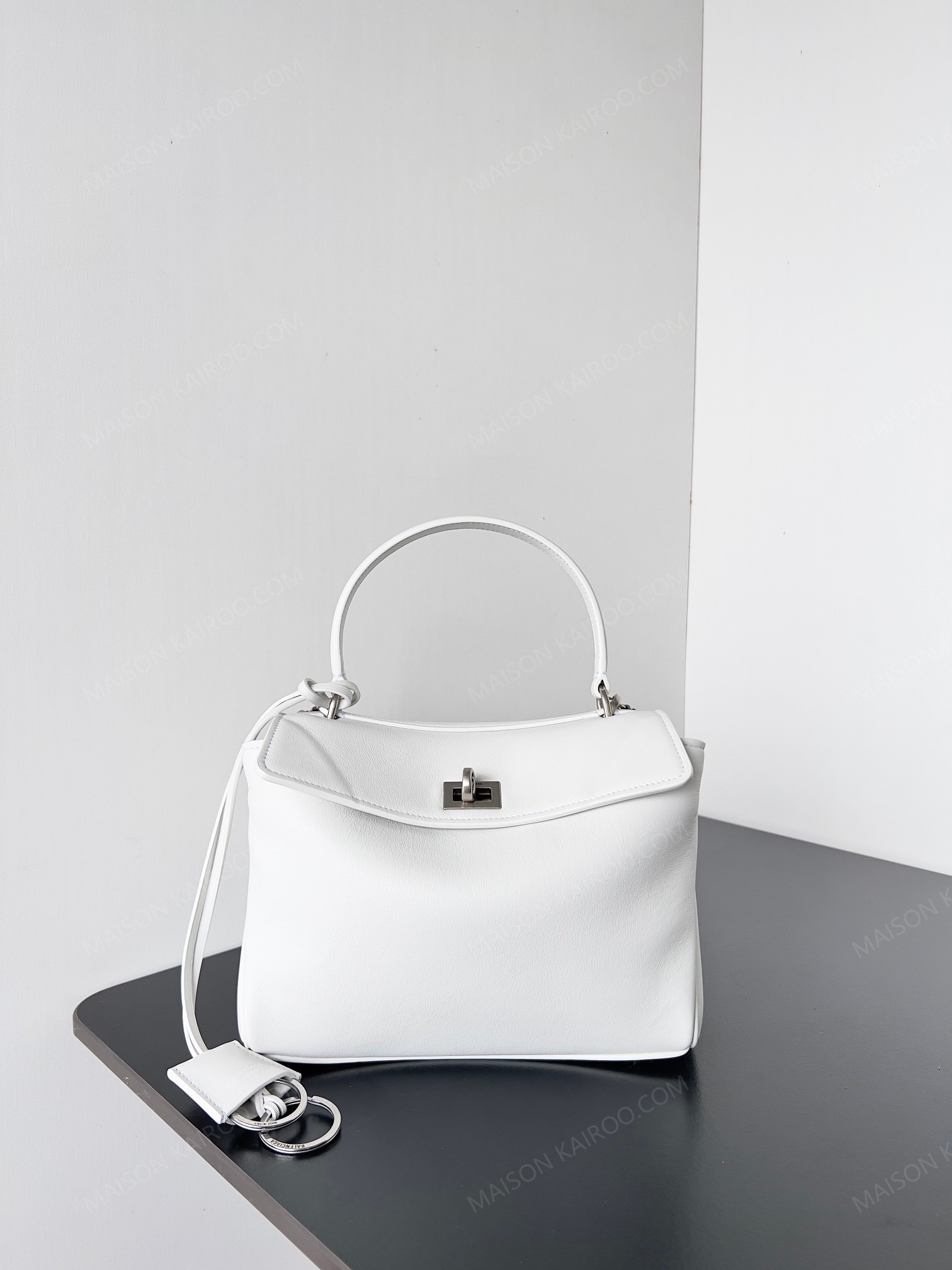 【10A】Balenciaga Rodeo White Slouchy Smooth Leather Turn Lock Kelly Tote Top Handle Bag - KAIROO