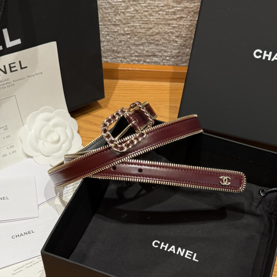 Chanel Luxury Small Leather Belt 2cm