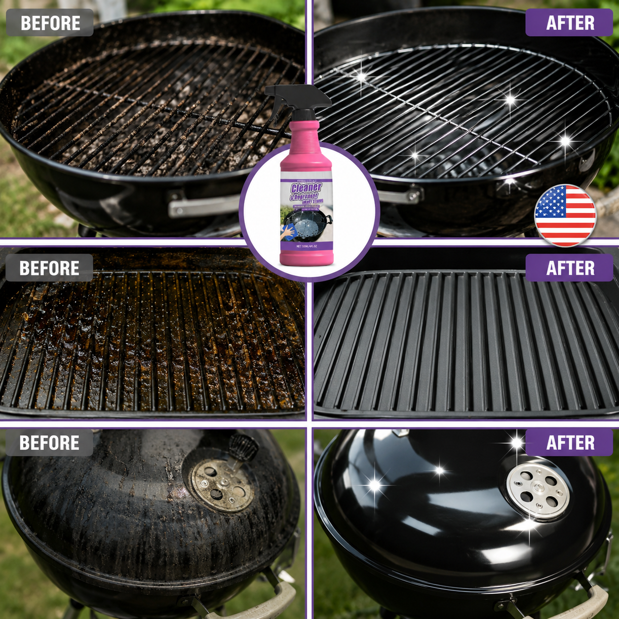 Heavy-Duty BBQ Grill Cleaner & Degreaser Spray - Residue-Free Formula for Baked-on Grease & Smoky Stains (120ml)