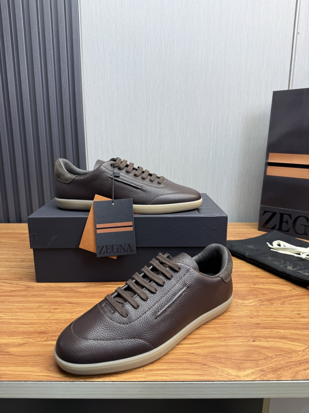 Zegna Men's Sneaker in Soft grained calfskin