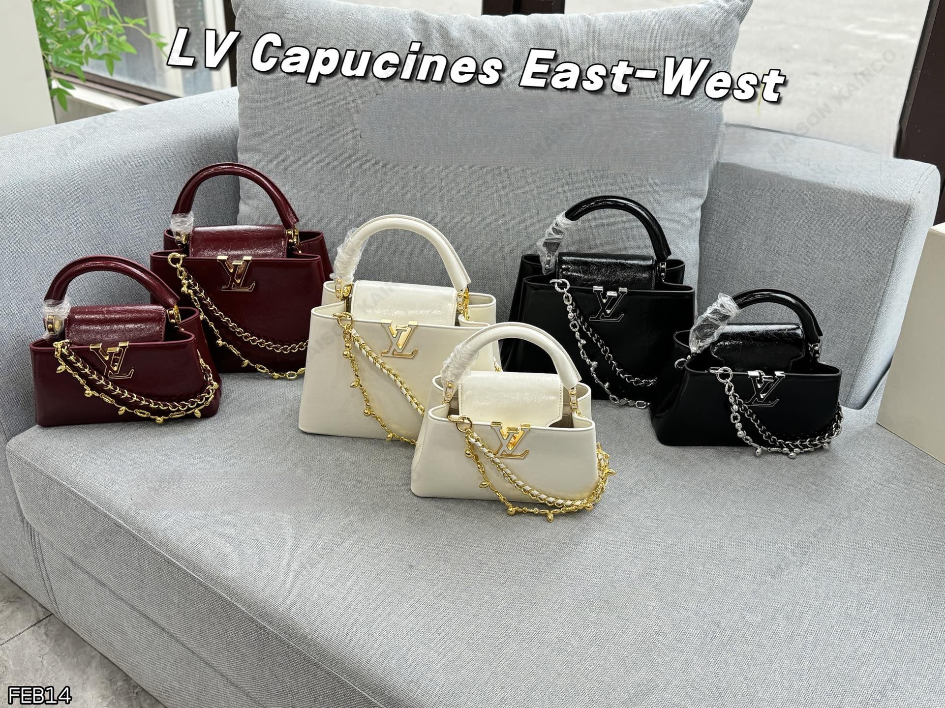 Louis Vuitton LV Capucines BB & East West Mini Waxed Taurillon Leather Dual Chain Top Handle Bag - KAIROO