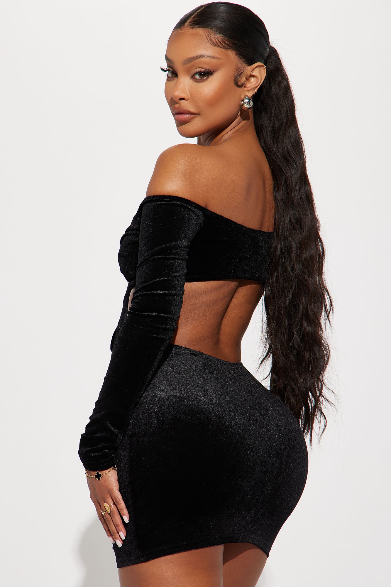 Skyla Velvet Mini Dress - Black