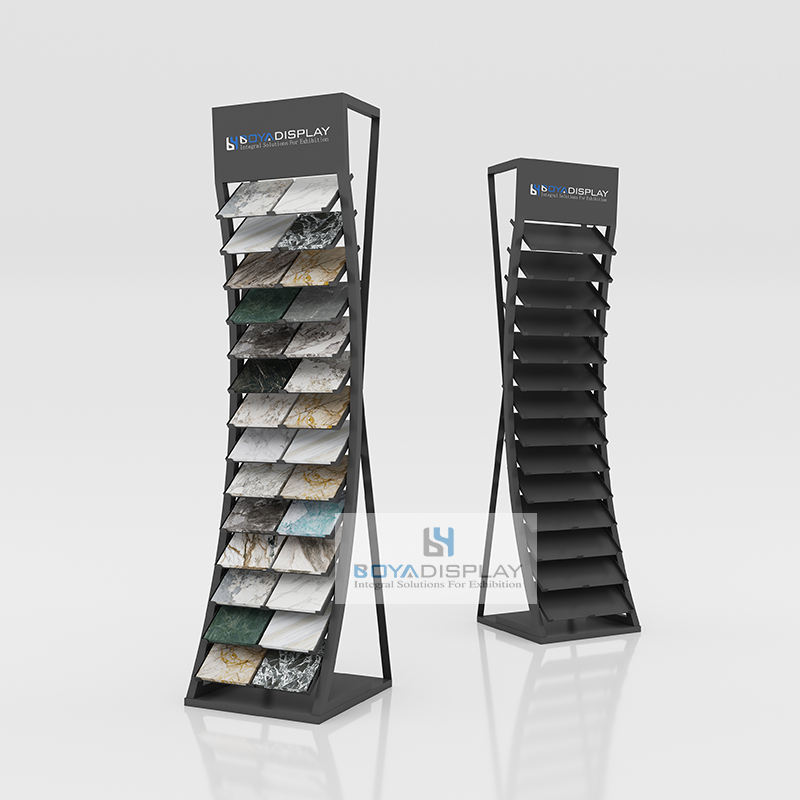 Boya Manufacturer High Quality 2.0mm Thickness Ceramic Tile Quartz Stone Sample Countertops Display Racks Advertising Custom
