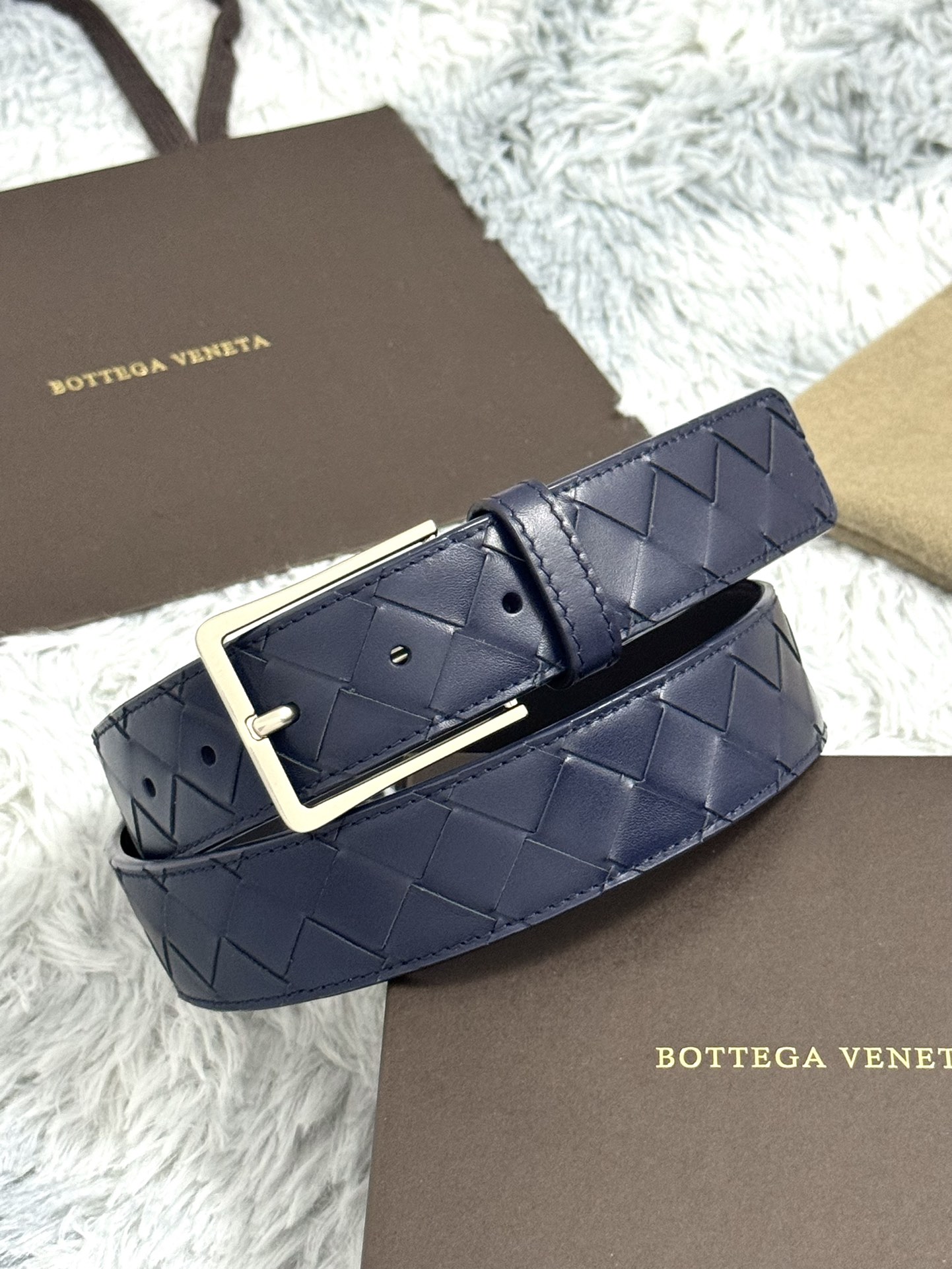 Bottega Veneta Intrecciato Leather Belt 3.5cm