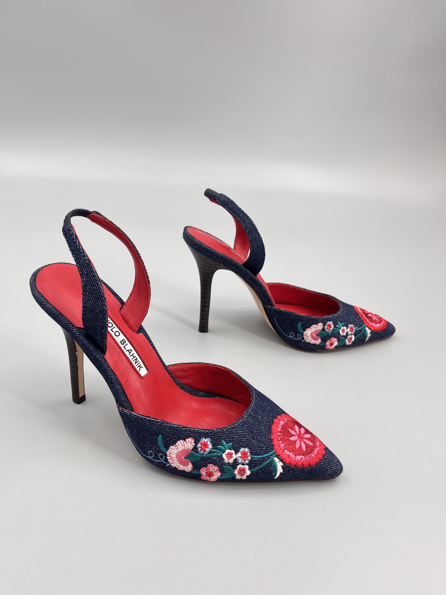 Manolo Blahnik Satin Crystal Pumps