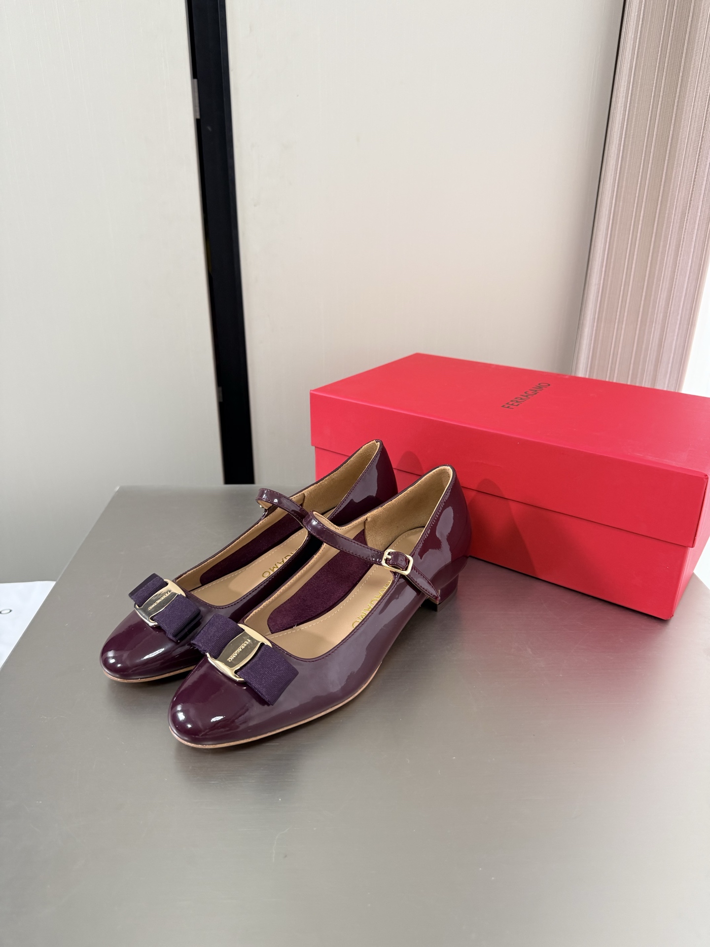 Ferragamo Shiny Leather Mary Jane Pump