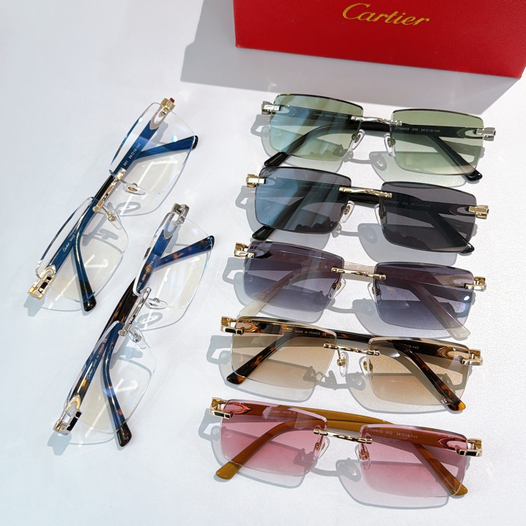 Cartier  Rectangular Rimless Sunglasses Top quality - KAIROO