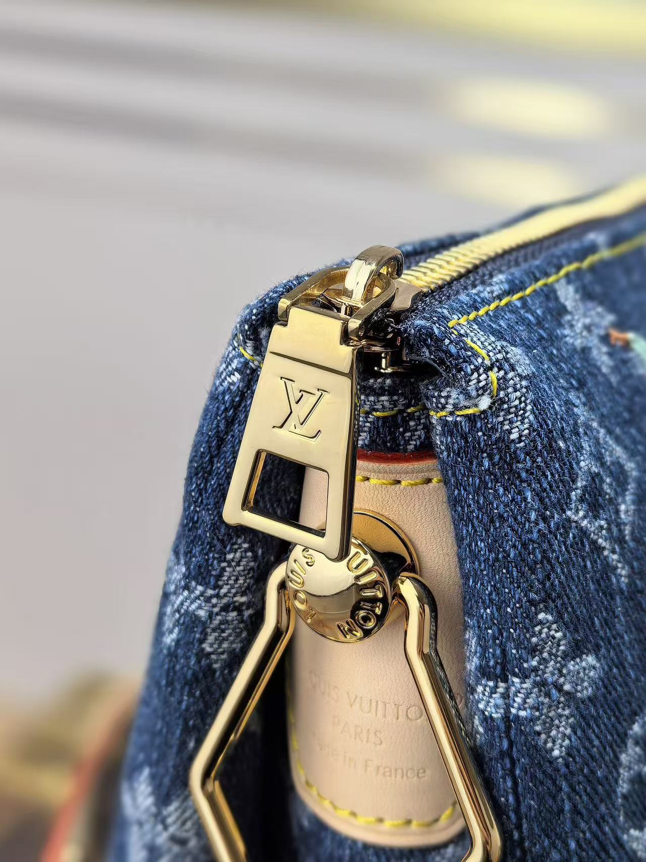 Louis Vuitton LV new denim cherry embroidery chain bag