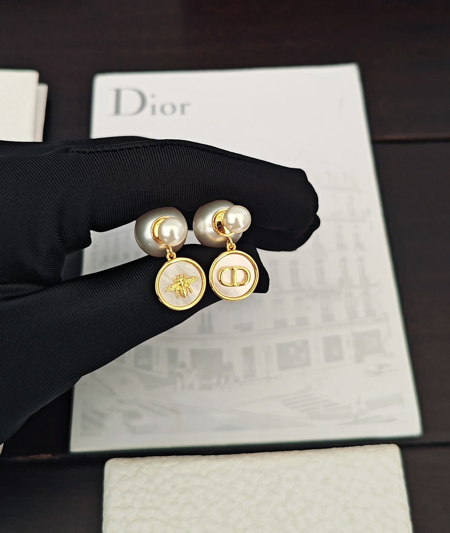 Dior Mixed Size Pearl Round CD Earrings