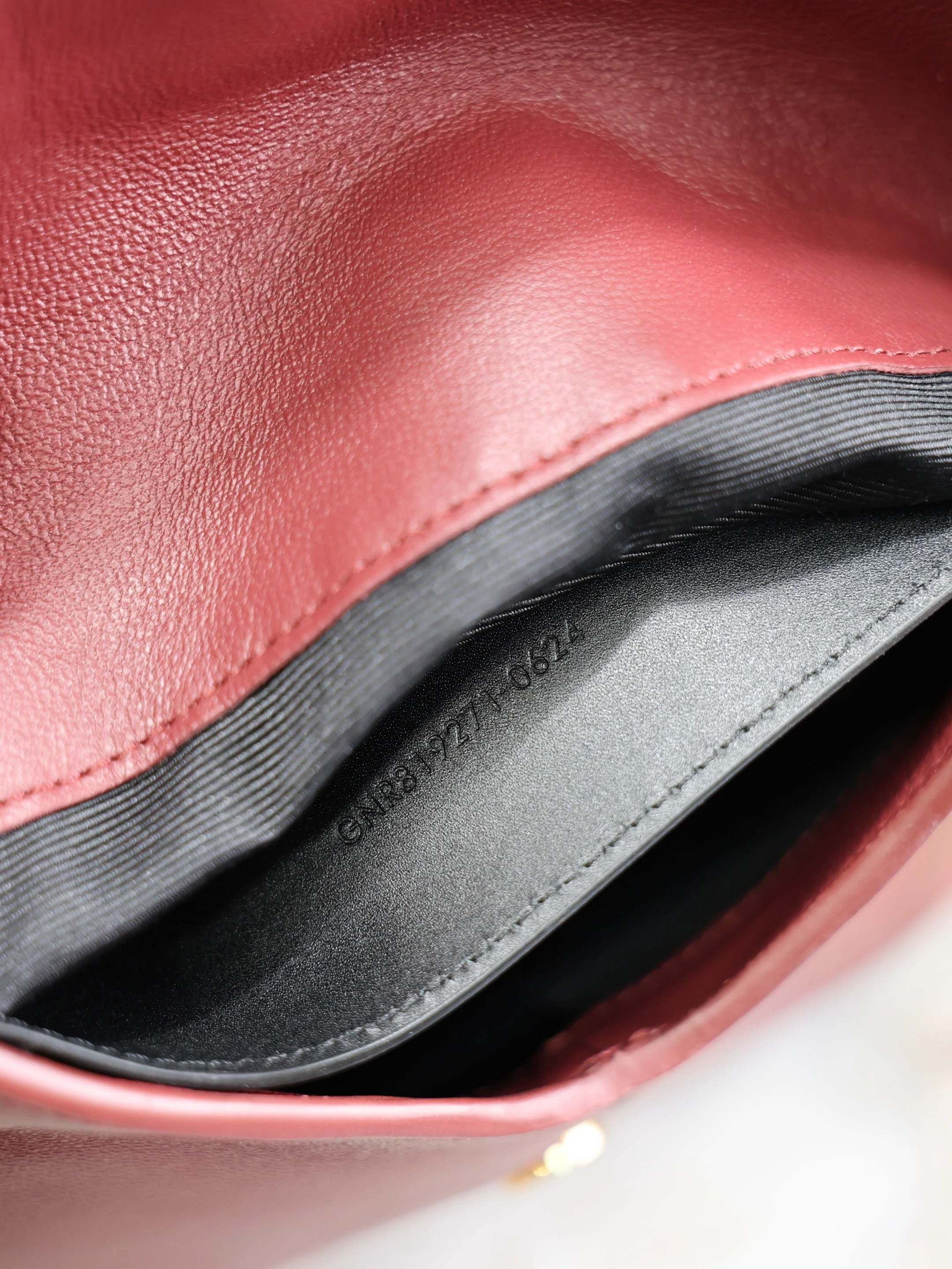 Saint Laurent YSL Calypso Bag 19cm Burgundy Sheepskin Leather