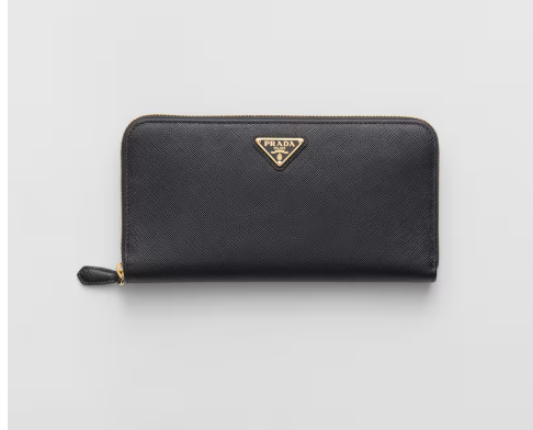 Prada Large Saffiano Leather Zippy Wallet-Black