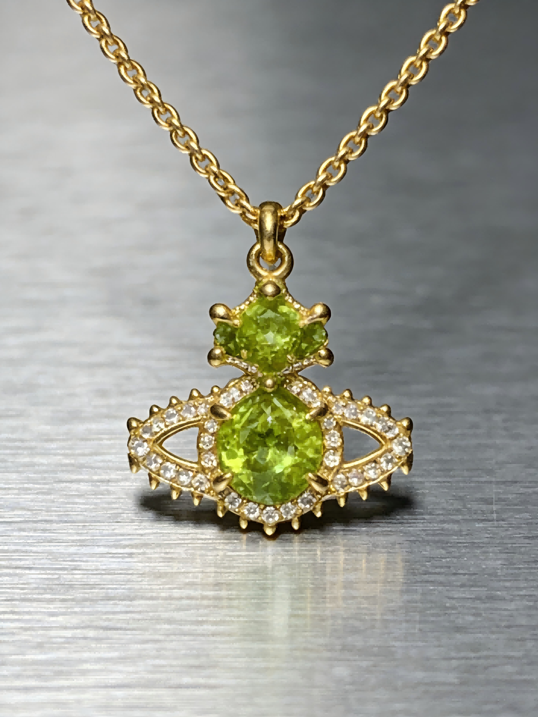 2026 New Gold-Tone Mini Planet Necklace, Green Crystal Accent Pendant, Dainty Delicate Jewelry for Daily & Summer Wear