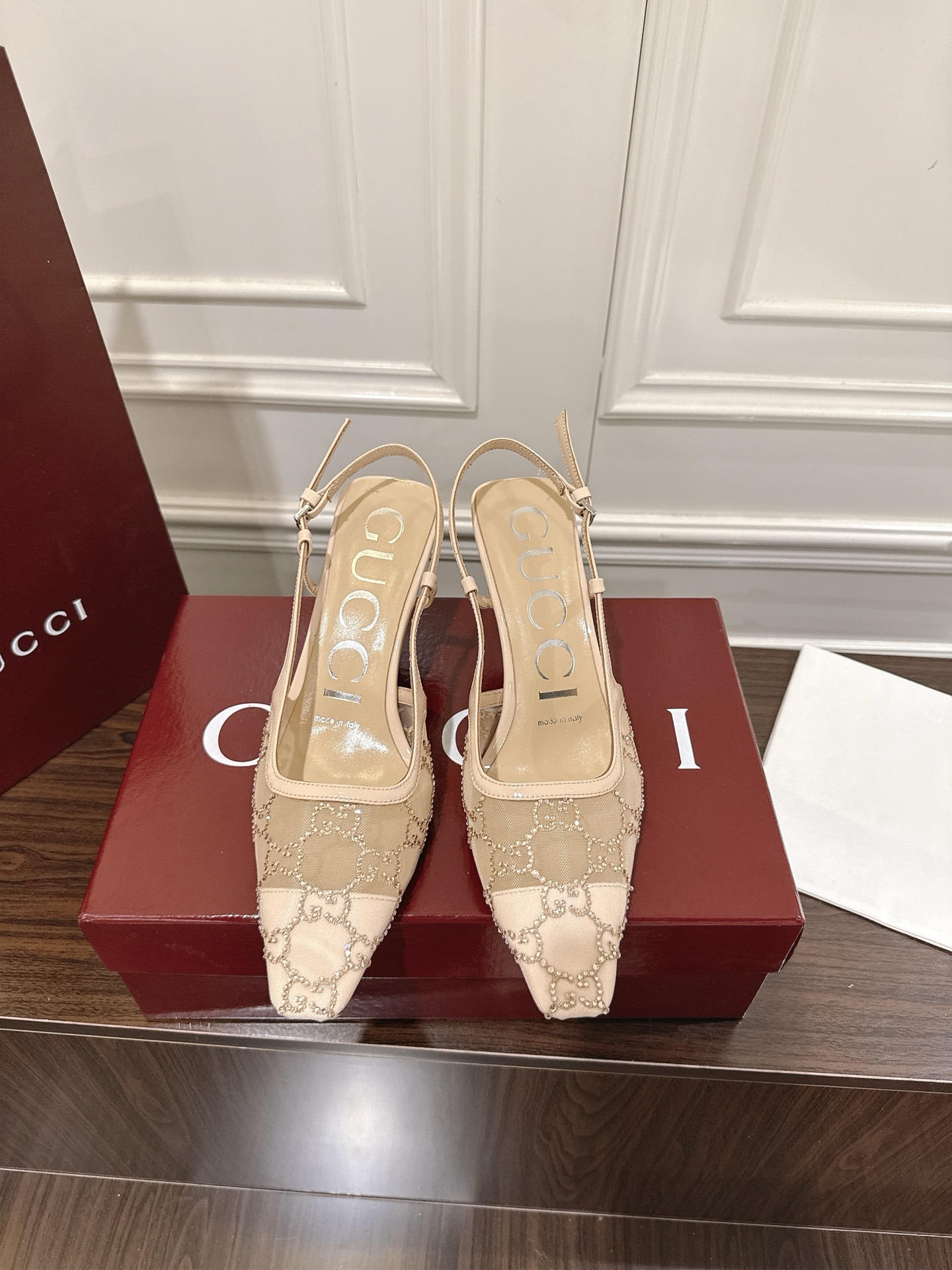Women's Gucci  GG crystal slingback pump