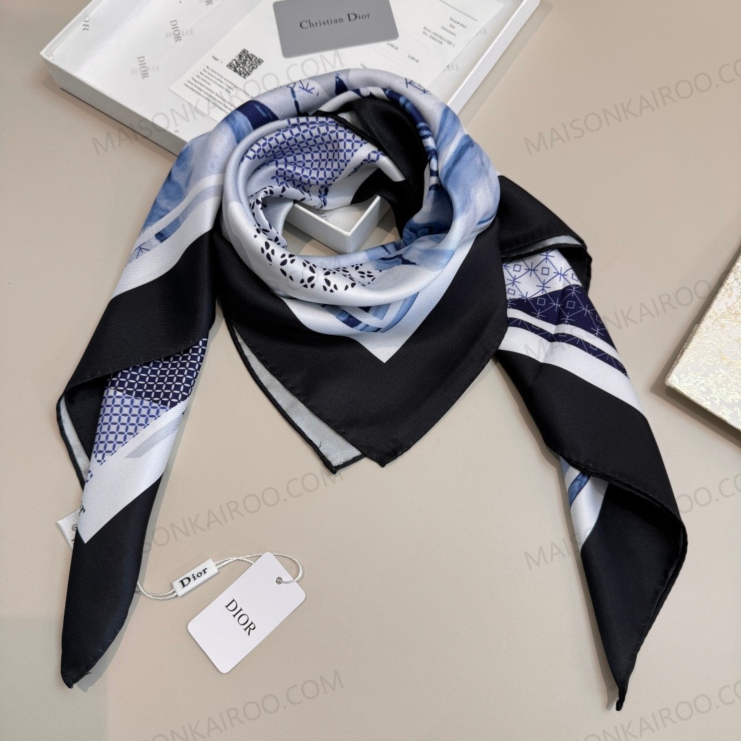 Dior Marble Letter 90 Silk Scarf - KAIROO