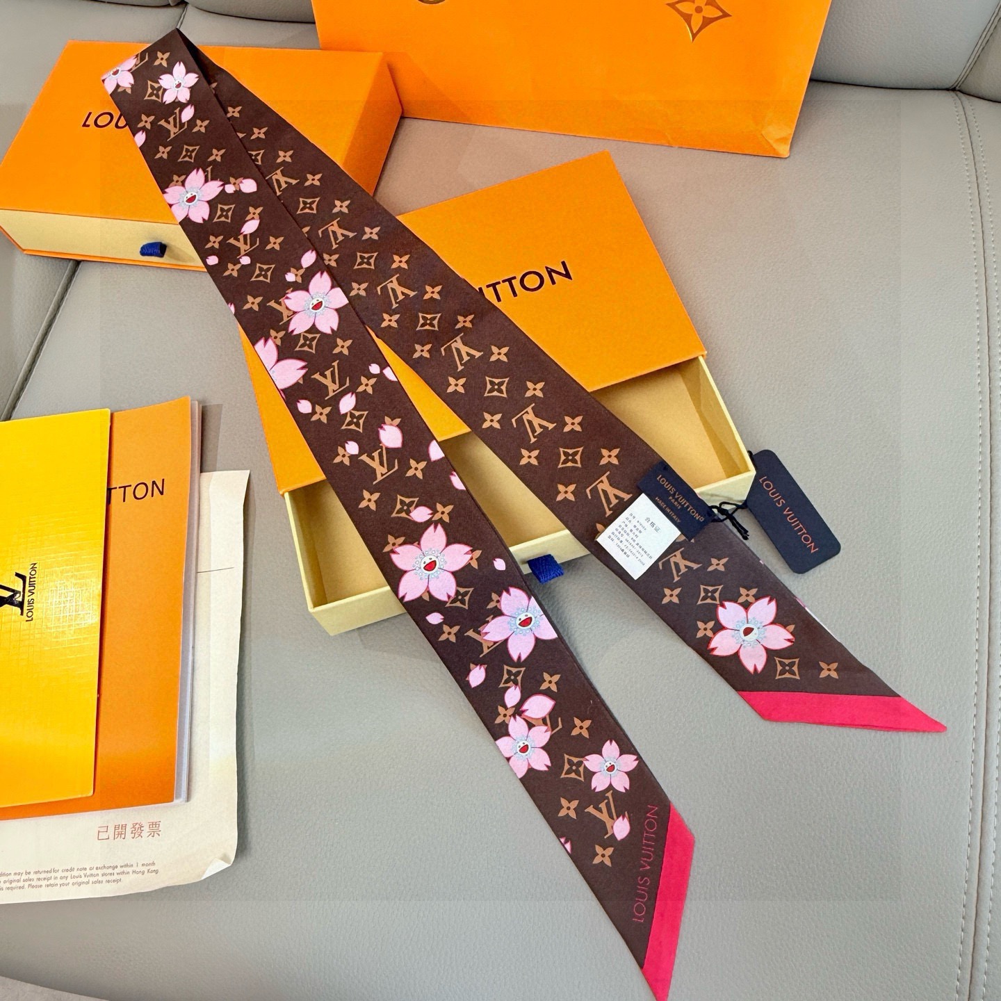 LV x TM Monogram Cherry Blossom BB Silk Bandeau