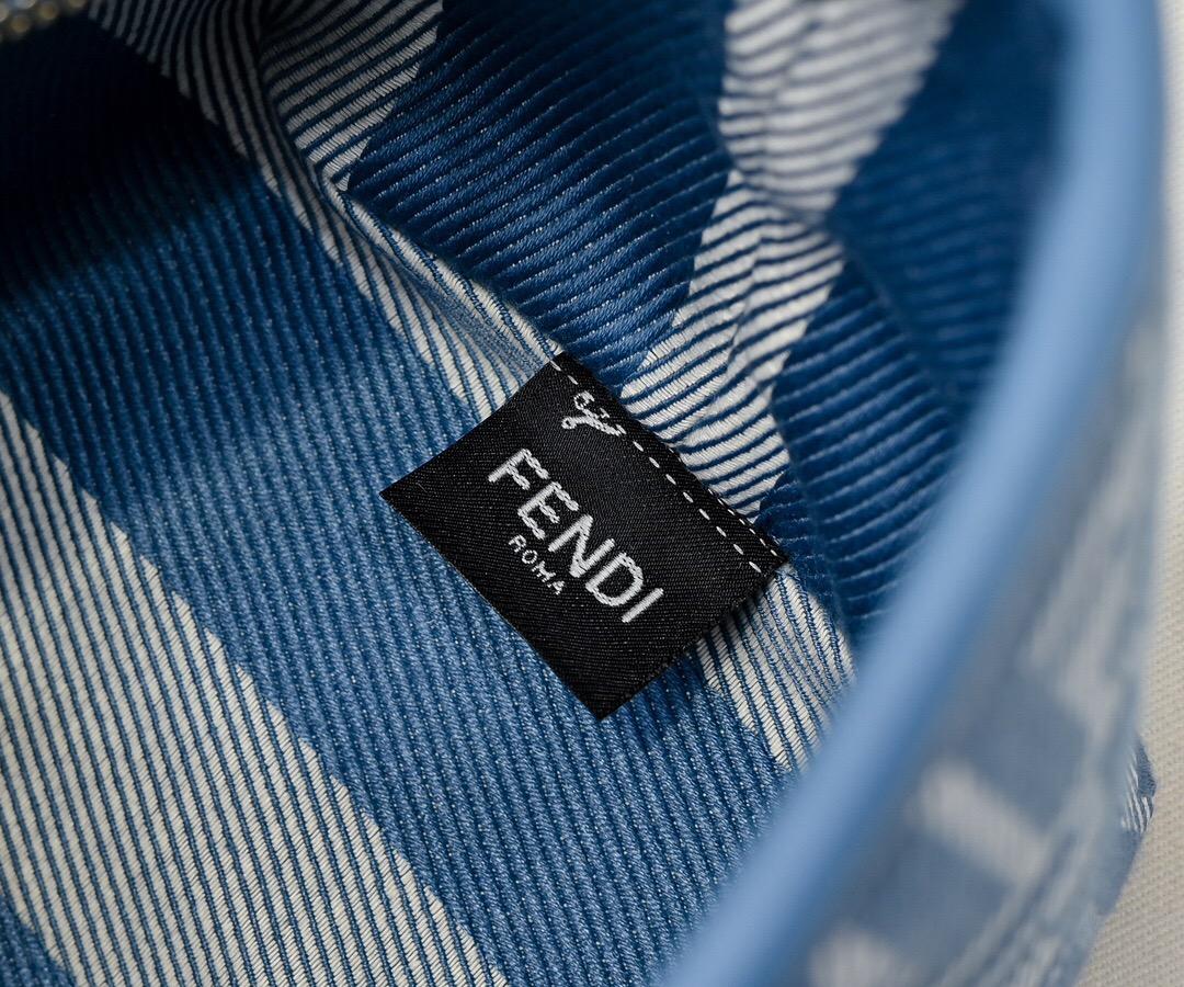 FENDI Roll Mini FF Denim jacquard mini Tote bag