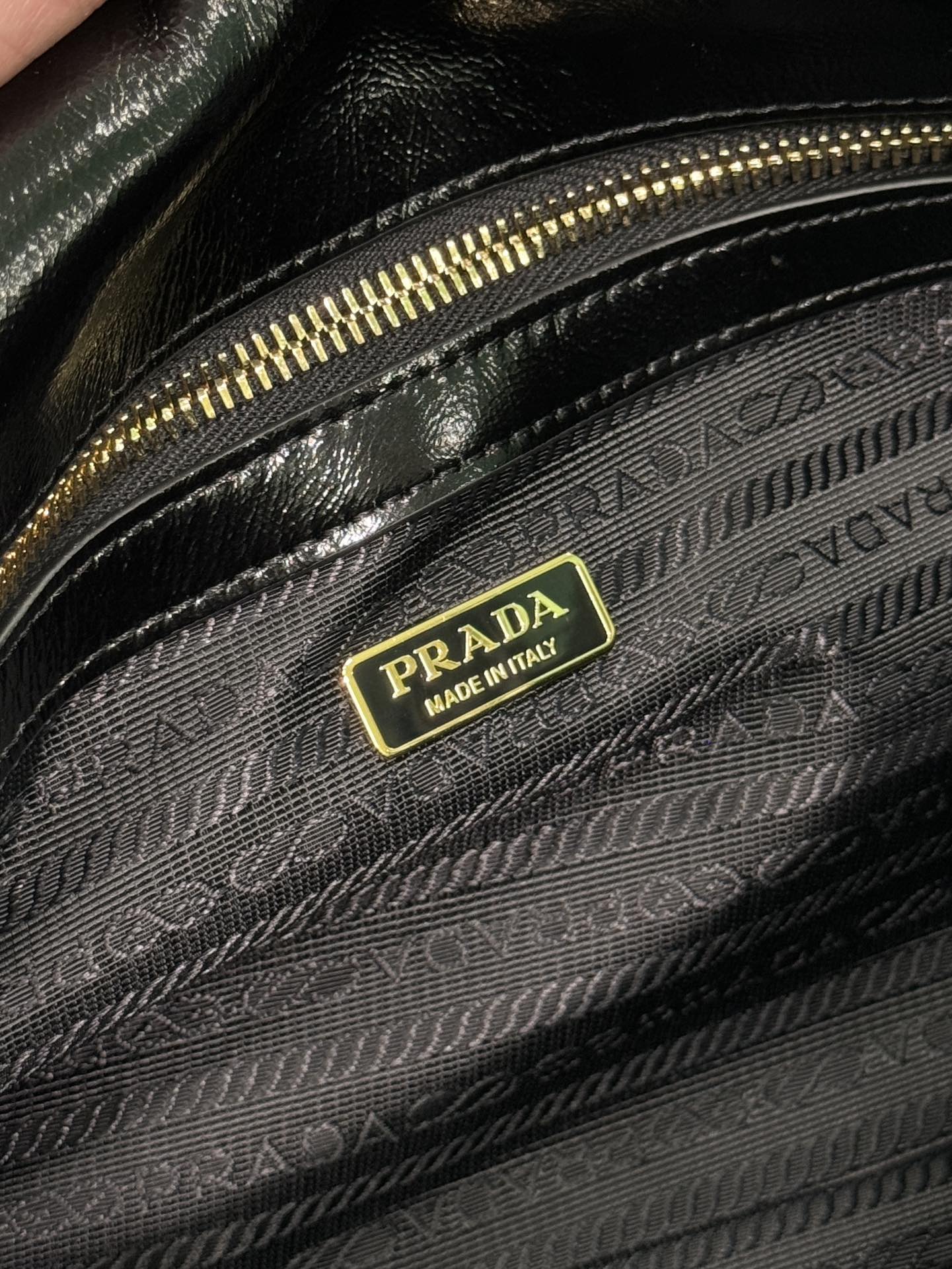 Prada HANDBAG 31 IN BLACK OIL WAX LAMBSKIN