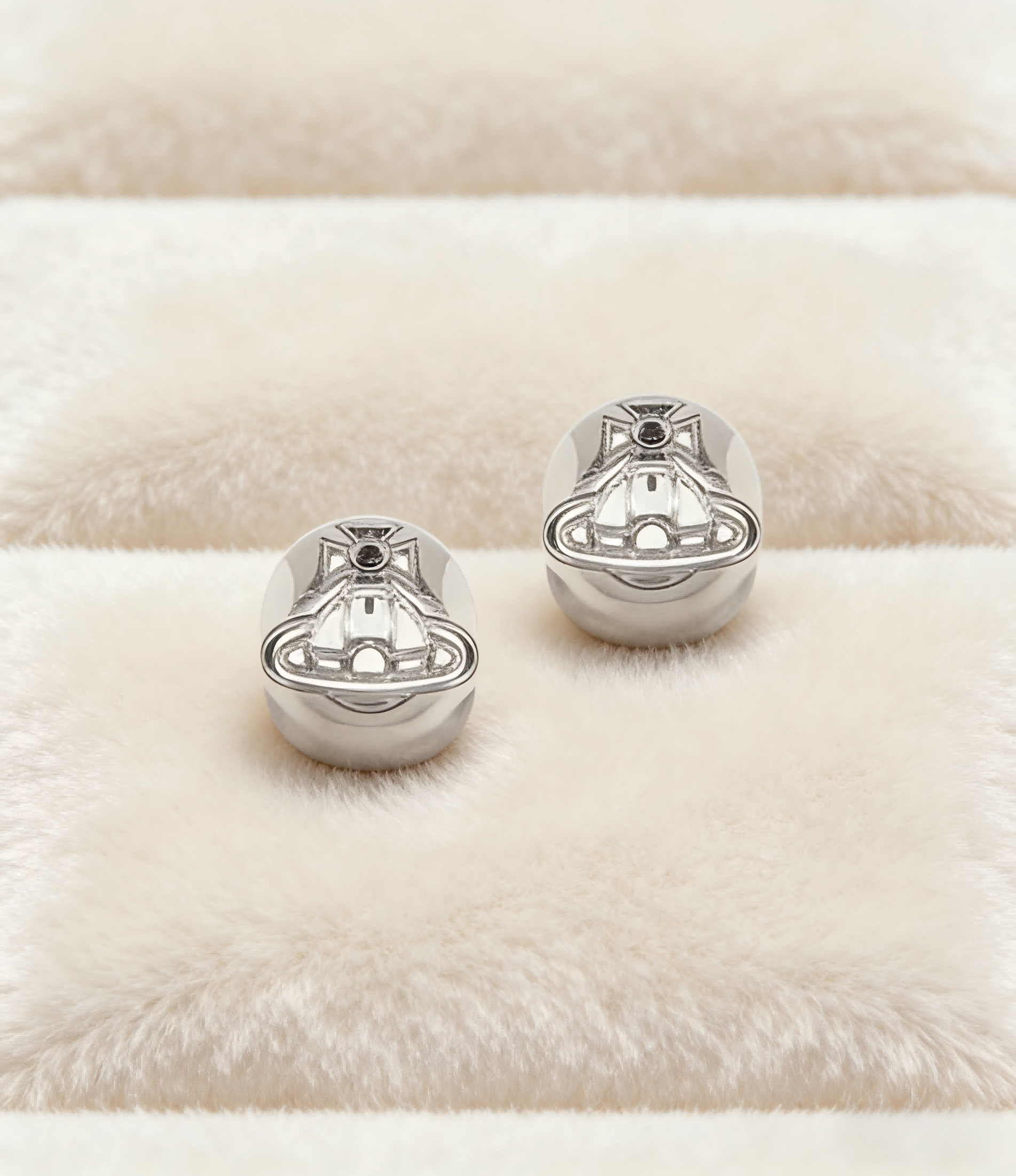 2026 New Vivienne Westwood Silver Orb Stud Earrings for Women, Minimalist Chunky Ball Design, Trendy Y2K Aesthetic Ear Accessories