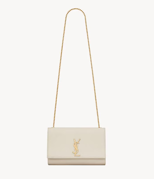 Saint Laurent White Grained Calfskin Medium Kate
