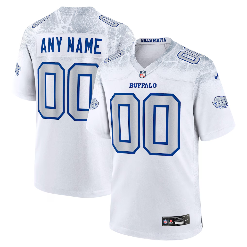 Customized Buffalo Bills Nike White 2025 Rivalries Collection Custom Game Jersey