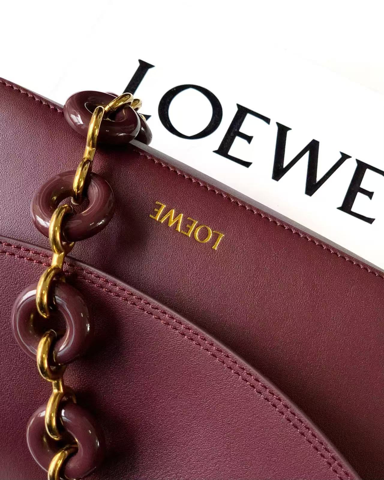 Loewe new burgundy red chain bag shoulder bag