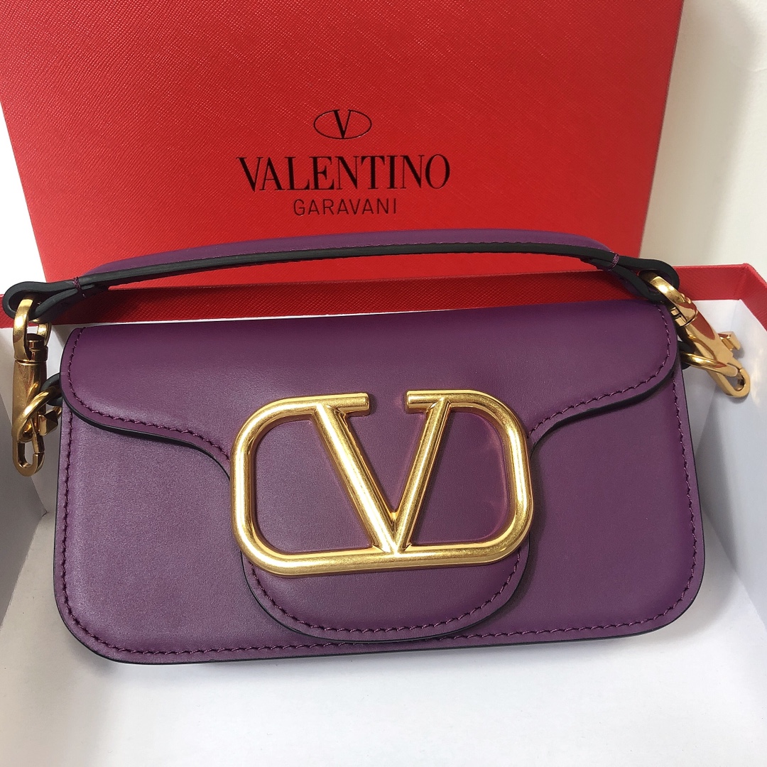 Valentino Small Garavani Loco Bag in Smooth Calfskin-Purple