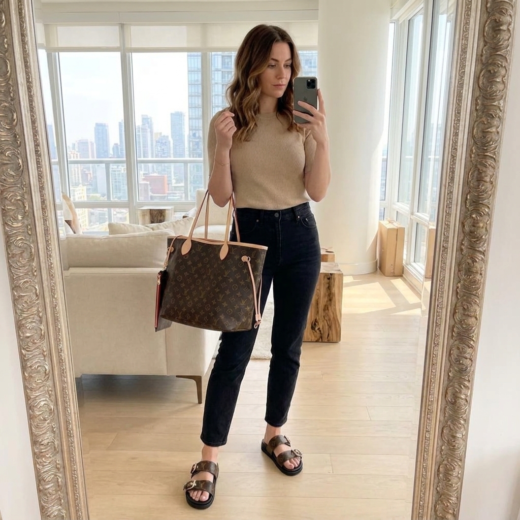 Louis Vuitton LV Neverfull MM Tote & Monogram Slides Set - KAIROO