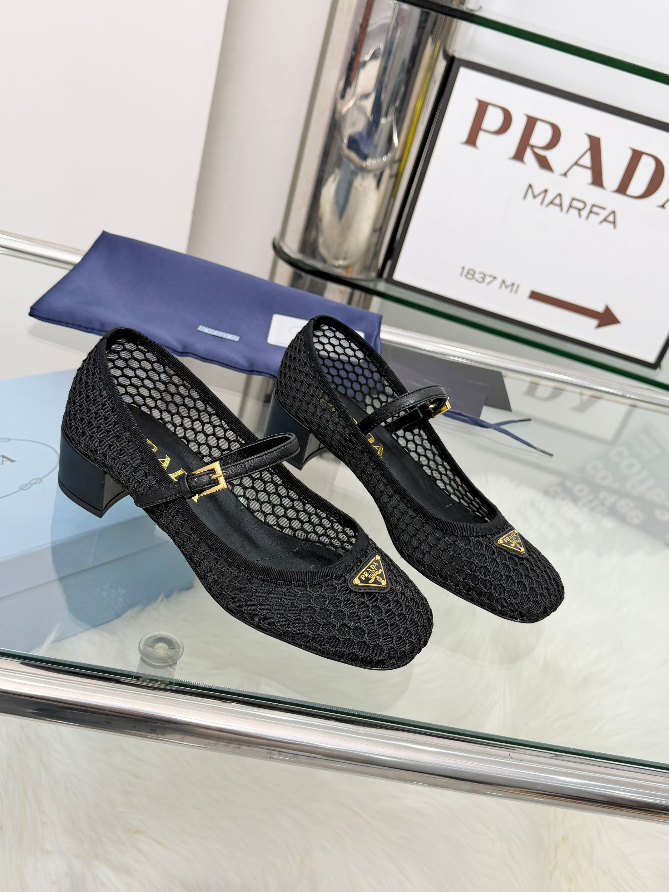 Prada Low heel mesh fabric ballerinas