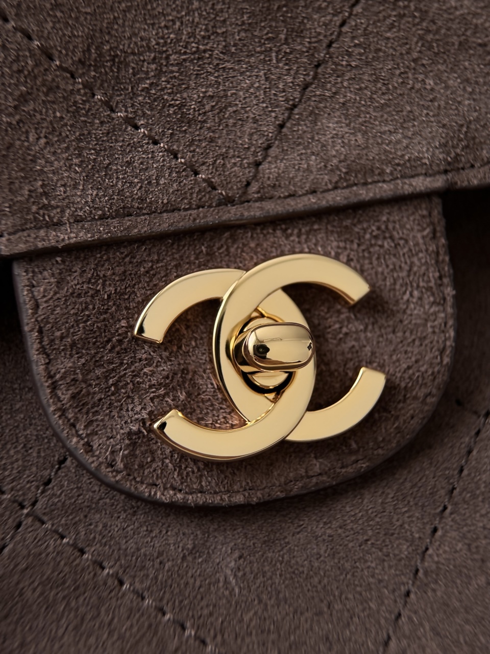 CHANEL 2026 Dark Brown Maxi Flap bag in Suede Calfskin AS6234