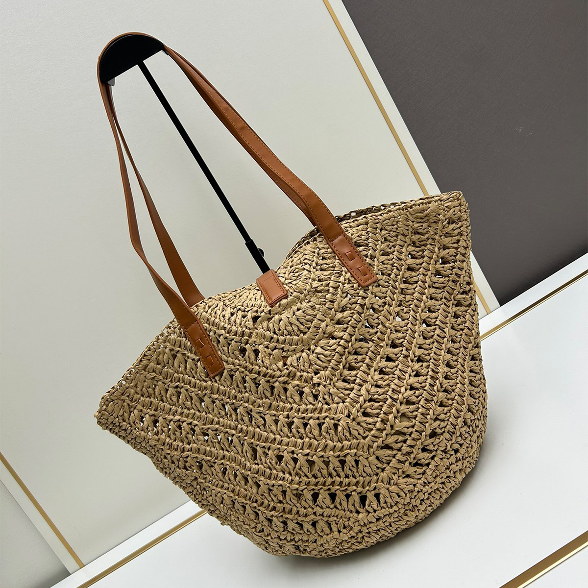 Saint Laurent YSL Medium Raffia Tote