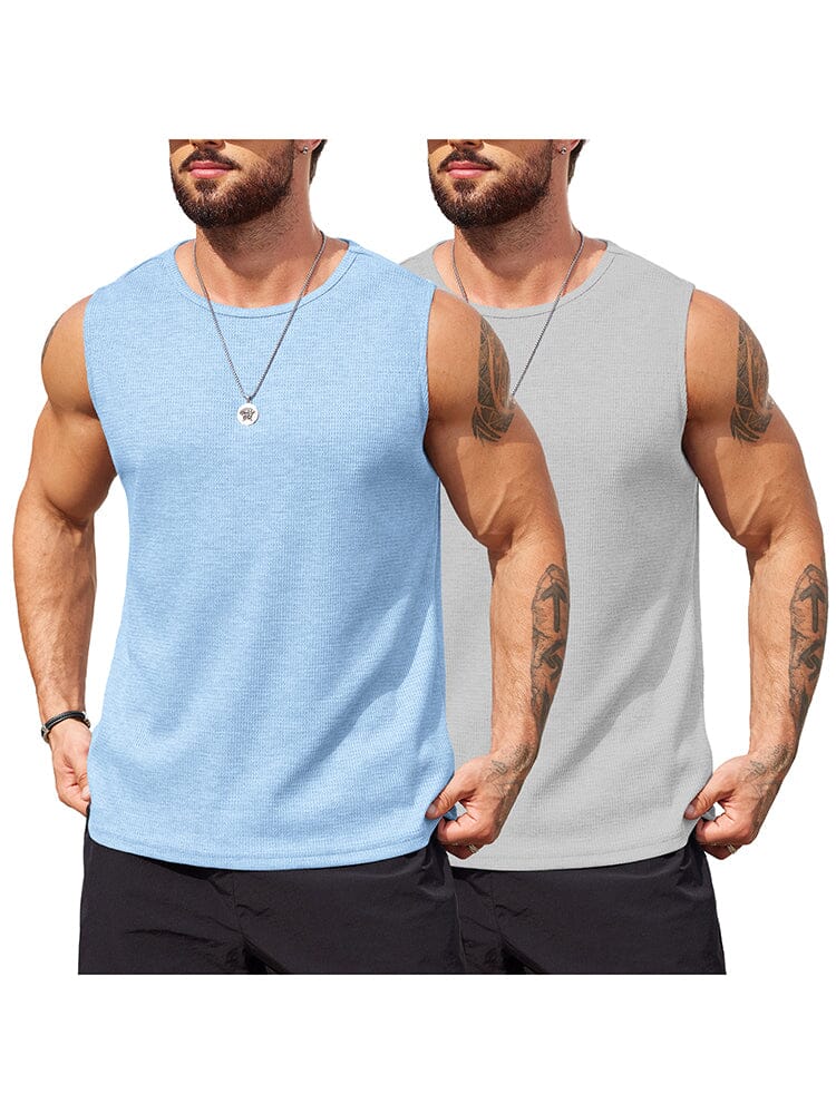 (Pre-order)Casual 2 Pack Waffle Tank Tops (US Only)