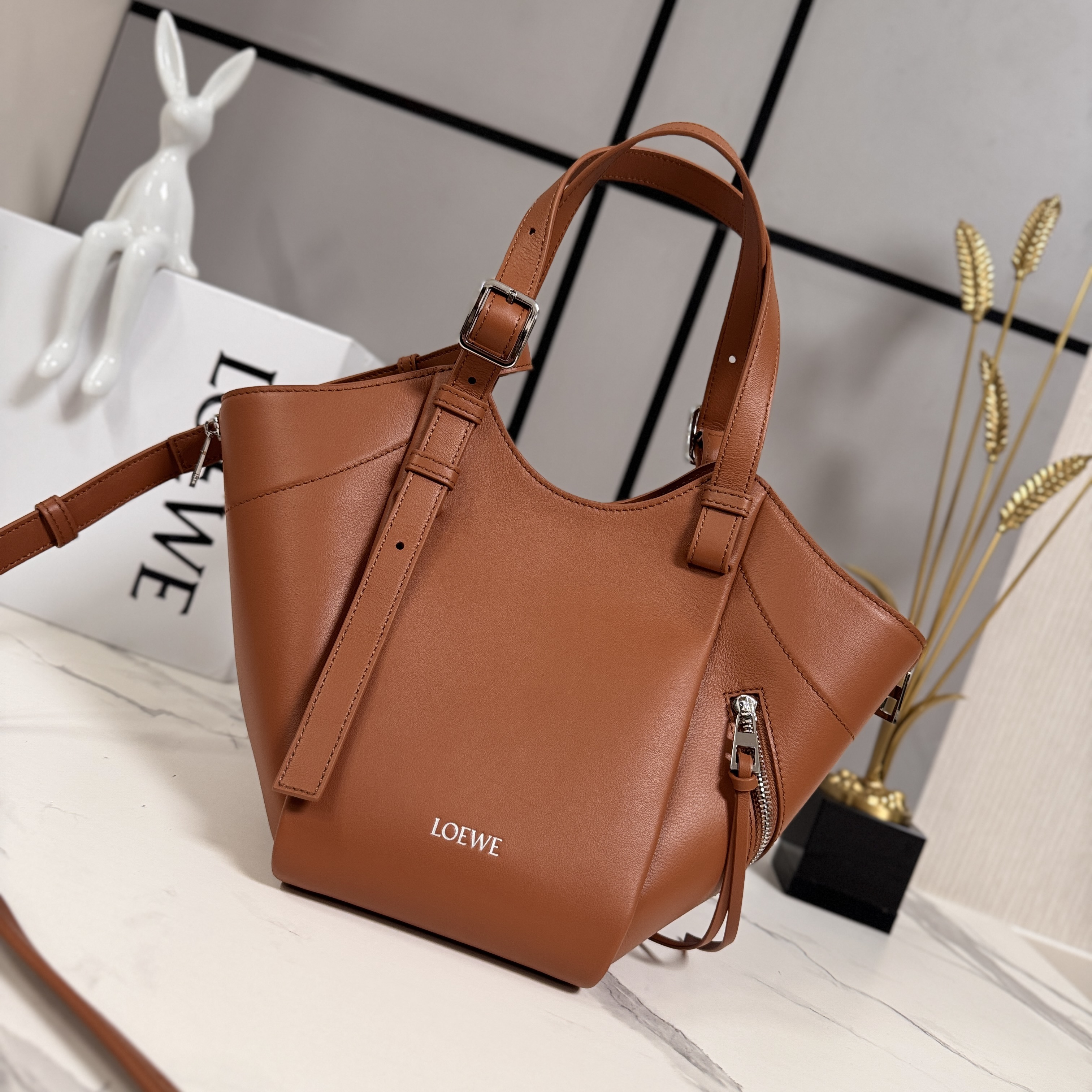 Loewe Hammock Flip Bag in Classic Calfskin-Brown