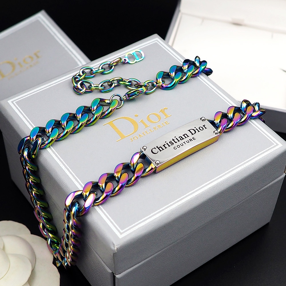 Dior Unisex Multicolored CD Initial Necklace
