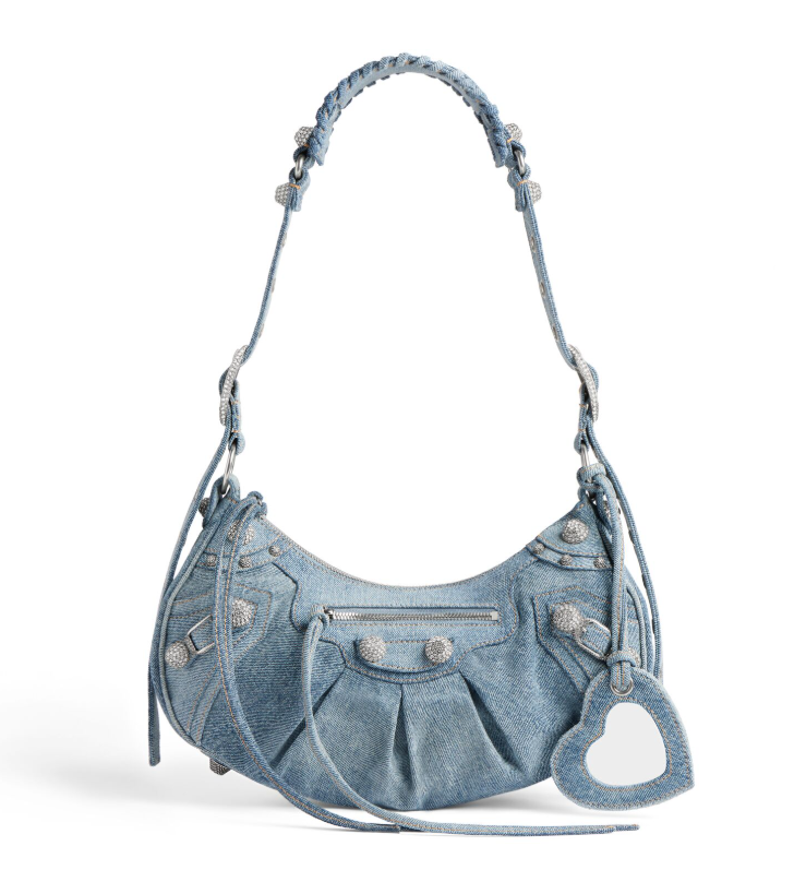 𝐁alenciaga Le Cagole Shoulder Bag blue washed Denim