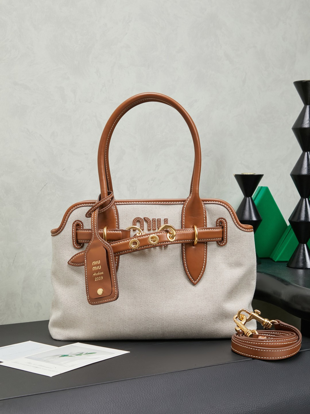 Miu Miu Aventure canvas and leather bag 5BA292