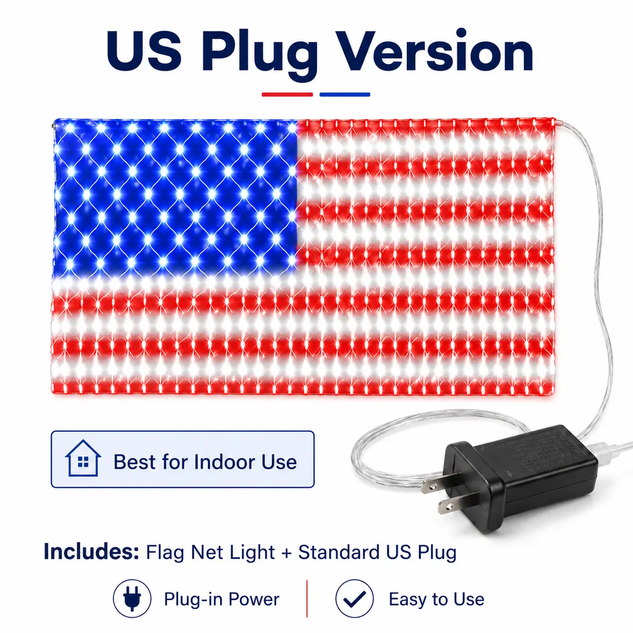 420 LED American Flag Net Lights - 6.5ft x 3.28ft Super Bright Patriotic Outdoor Decor (Solar & Plug-in Options)