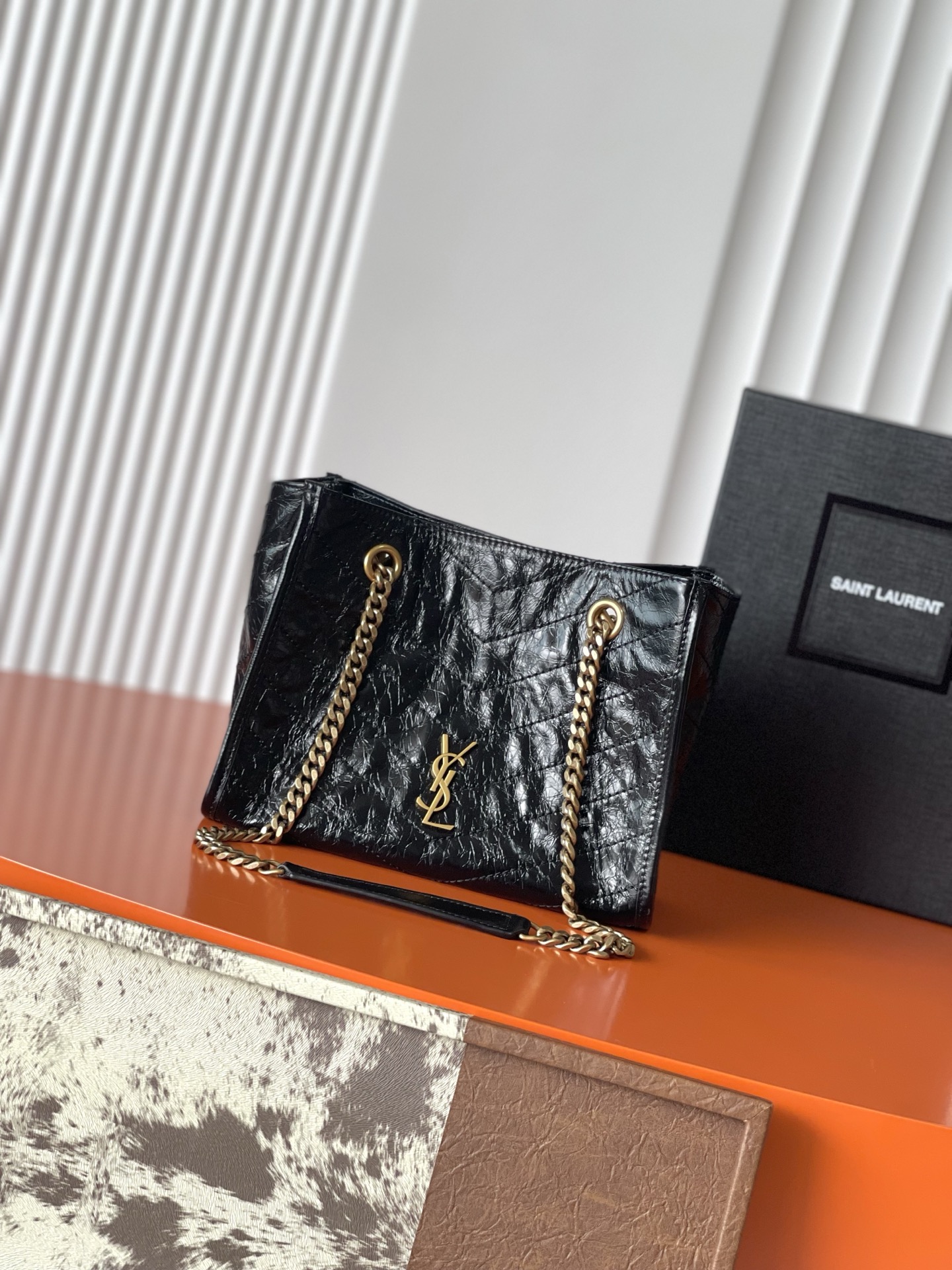 Saint Laurent Black Vintage Leather Small Niki Tote