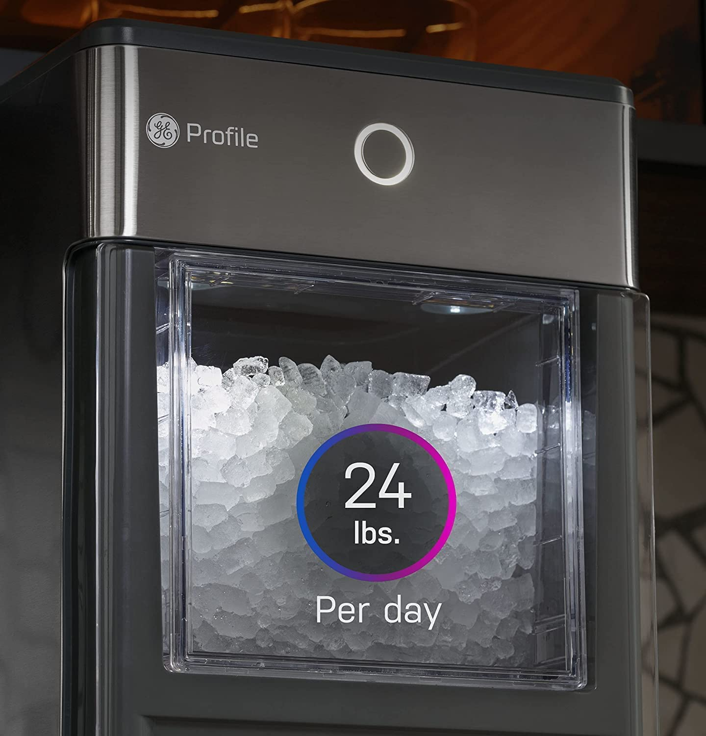 GE Profile Opal | Countertop Nugget Ice Maker with Side Tank | Portable Ice Machine Makes up to 24 lbs. of Ice Per Day | Stainless Steel Finish