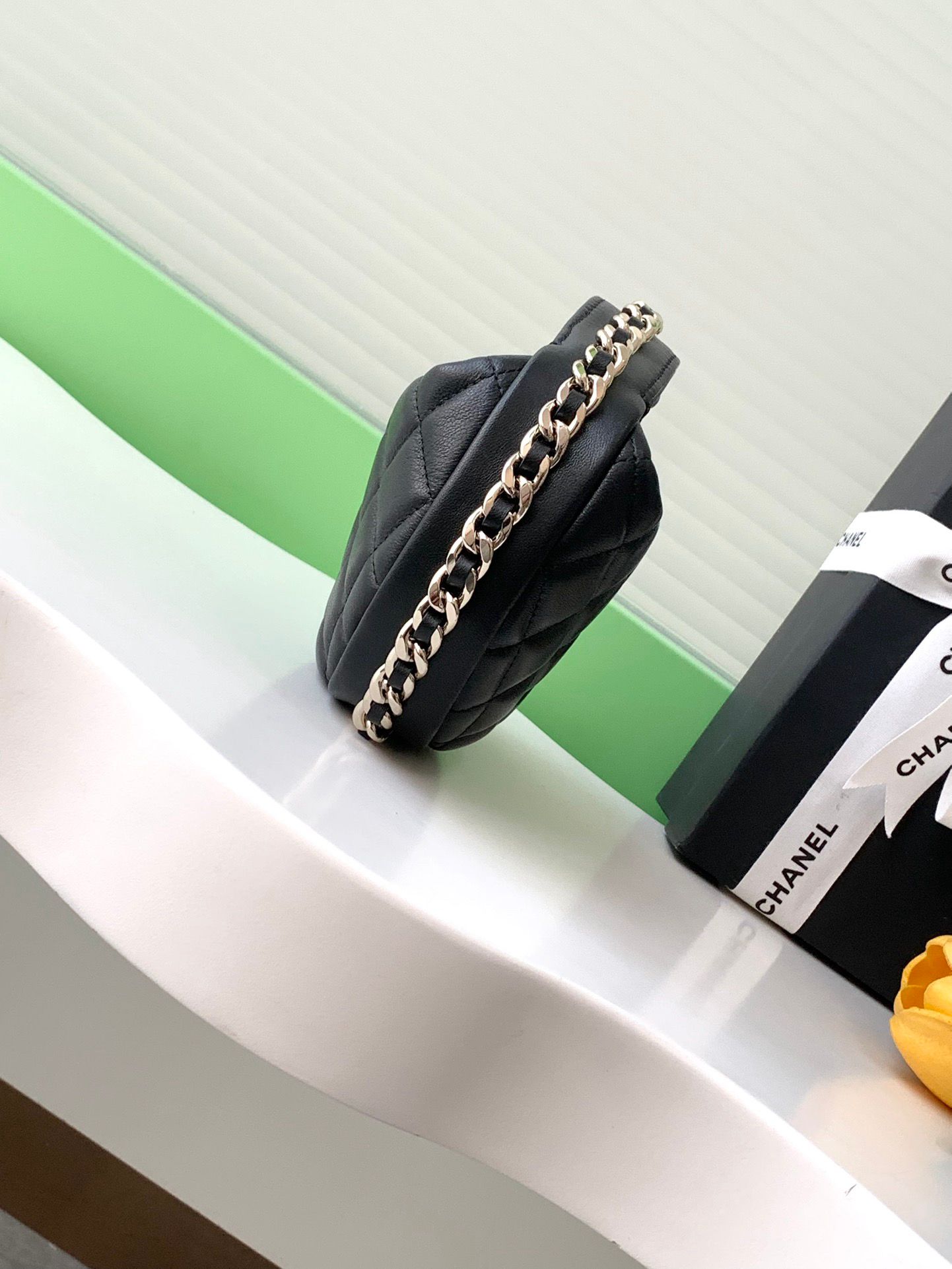 CHANEL Lambskin & Gold-Tone Metal Black Pouch