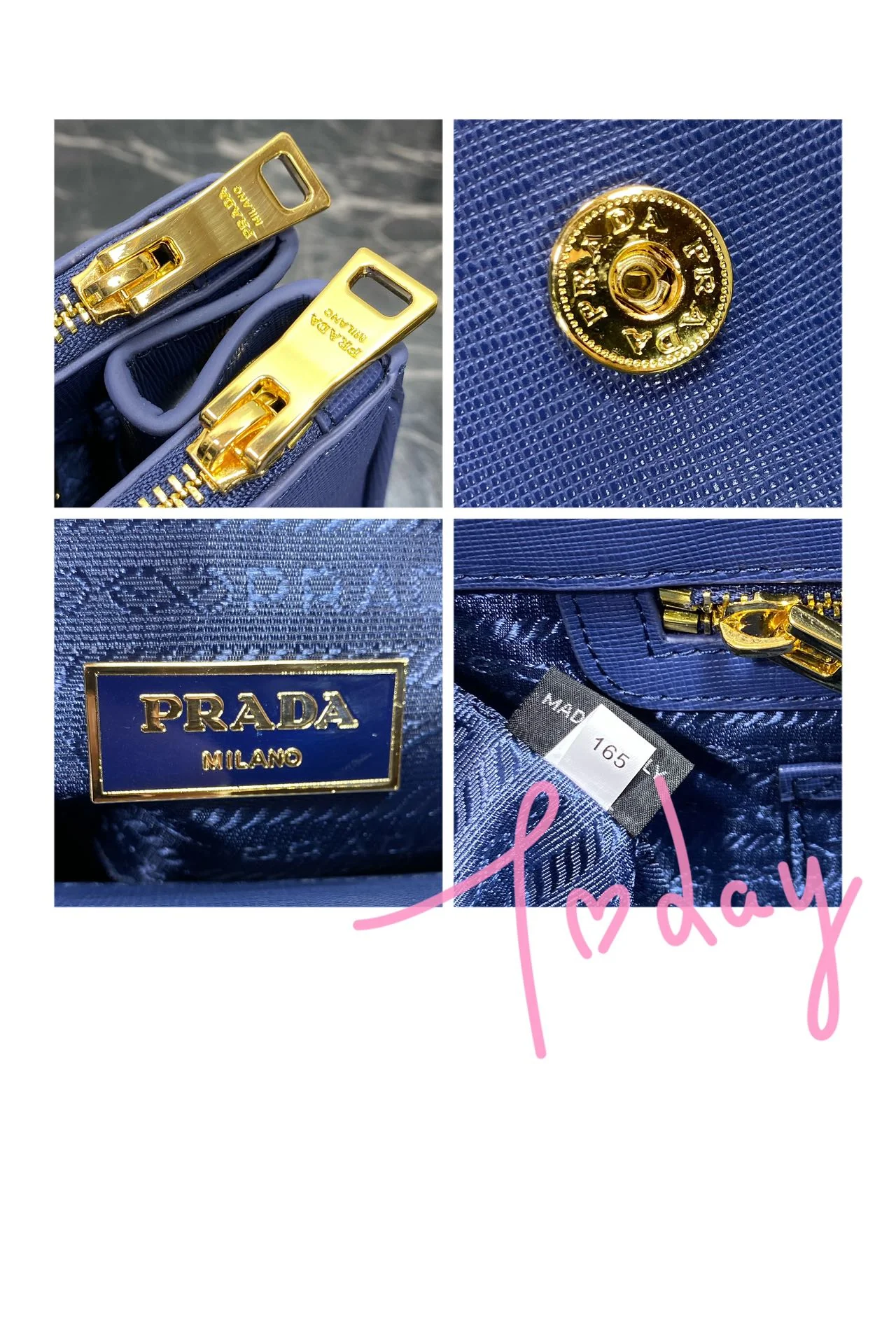 Prada GALLERIA 32 BAG IN NAVY BLUE SAFFIANO LEATHER