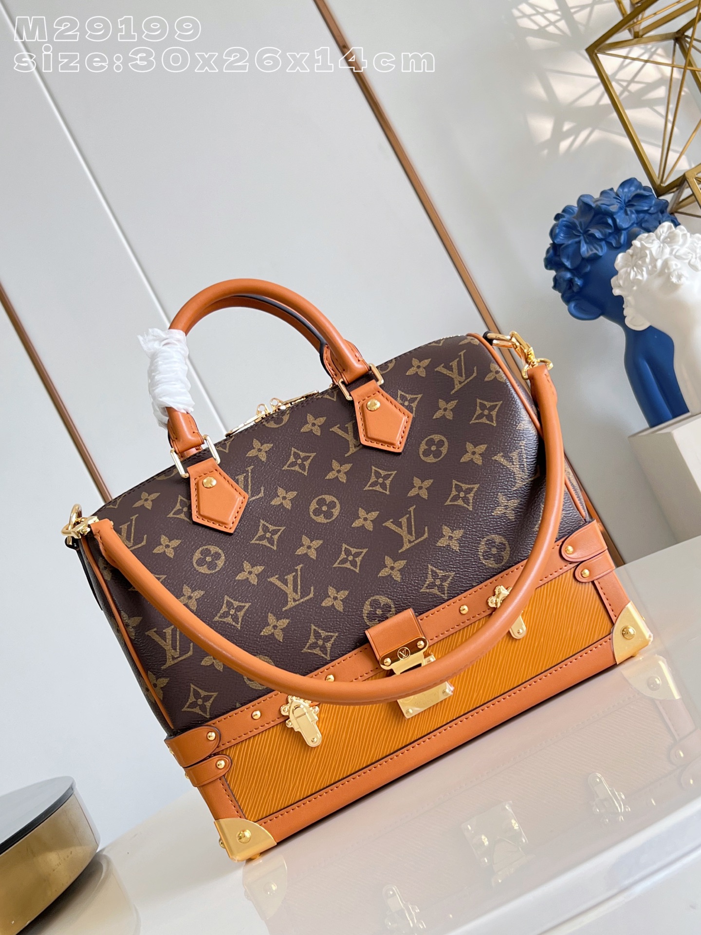 【15A】Louis Vuitton LV Speedy Bandoulière 22/30 Out Of The Trunk Classic Monogram Canvas Leather Tan Trunk Bottom Handbag - KAIROO
