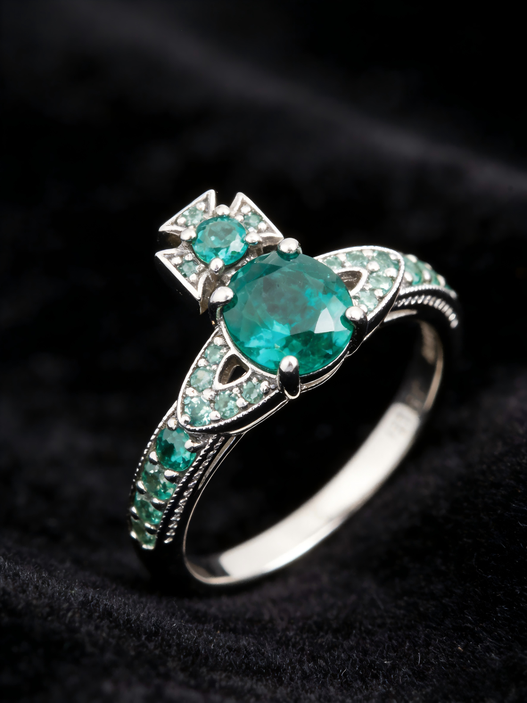 2026 New Silver-Tone Emerald Green Crystal Ring, Adjustable Open Band, Vintage Luxury Jewelry for Women