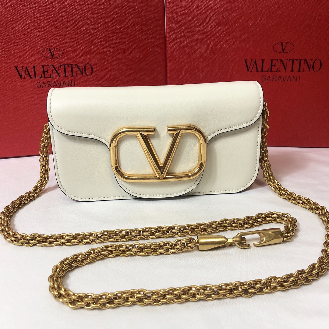 Valentino Small Garavani Loco Bag in Smooth Calfskin-White
