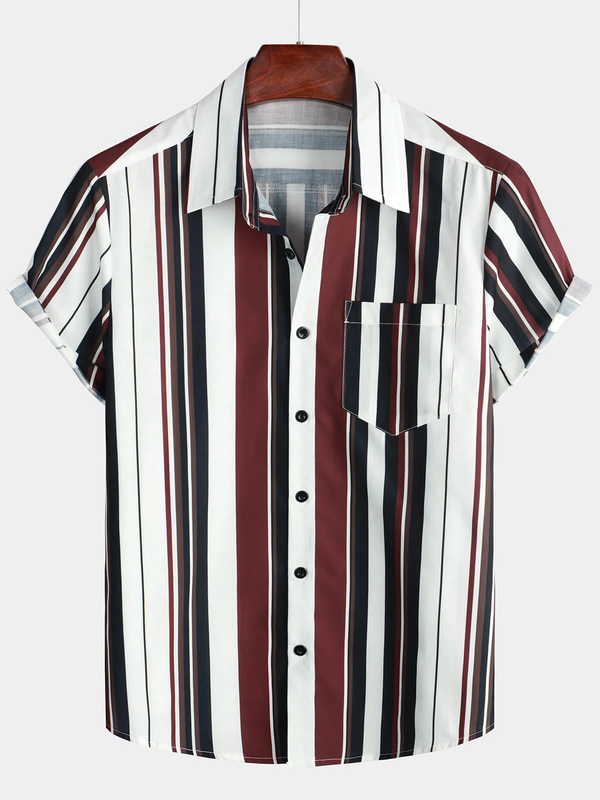 Men's Vintage Striped Casual Short Sleeve Shirt