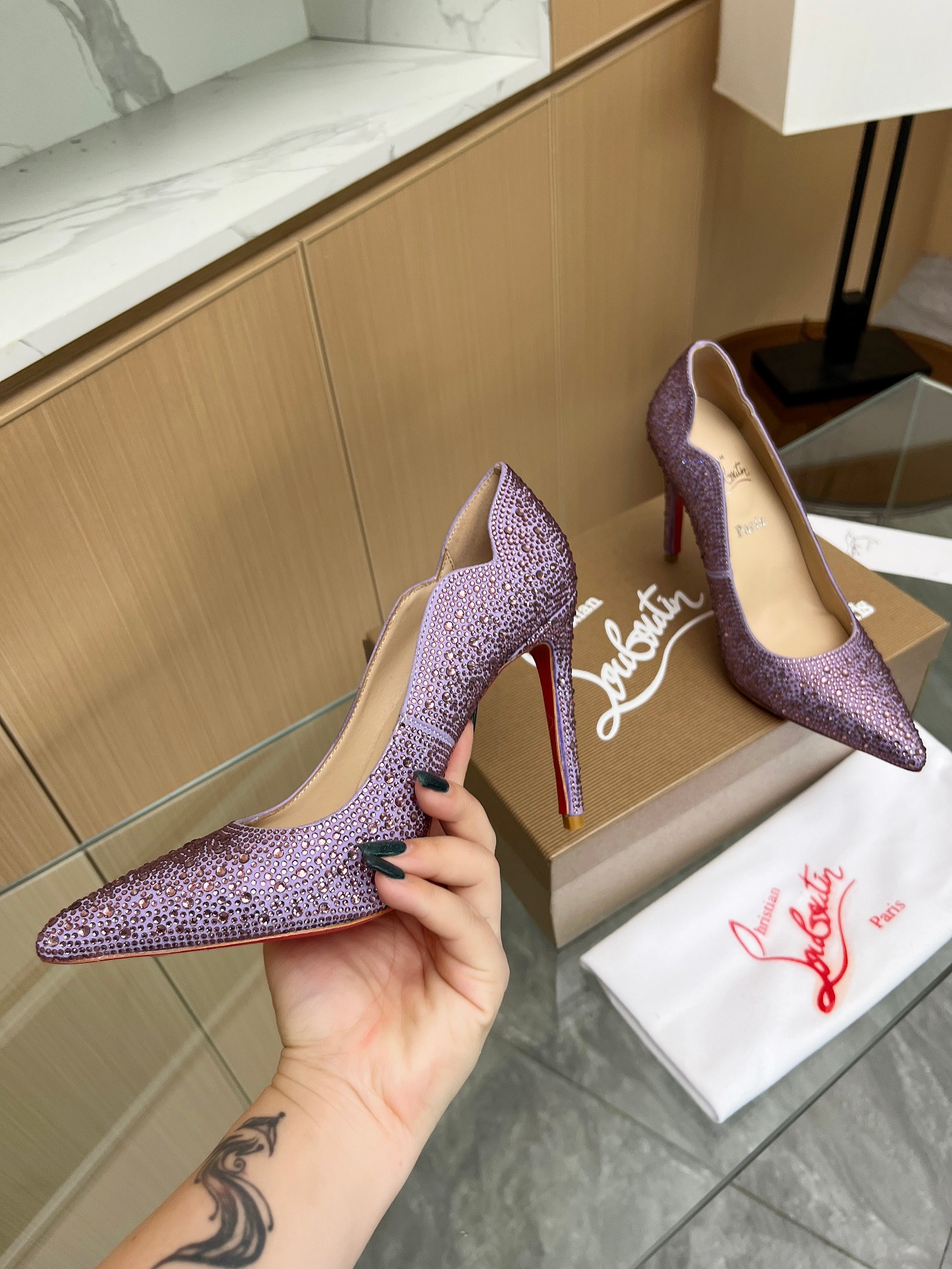 Christian Louboutin Crystals Leather Pump