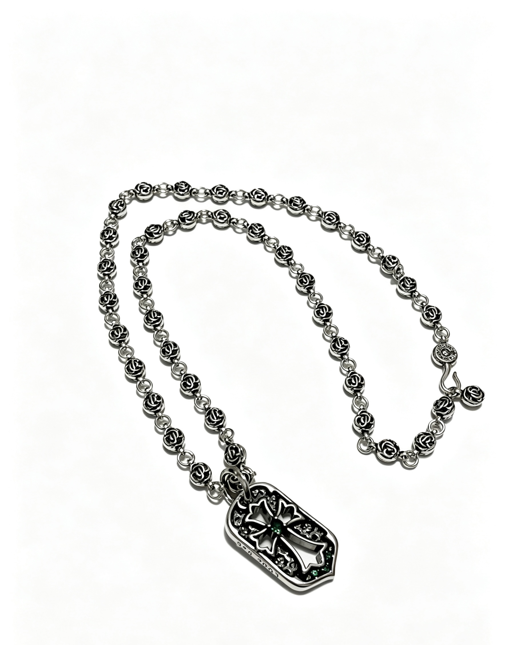 Chrome Hearts Oxidized Silver Unisex Necklace 60cm